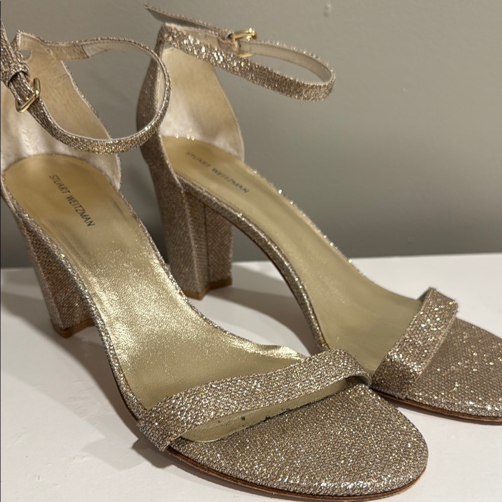 Stuart Weitzman Sparkling Gold Heels